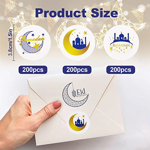 600Pcs Ramadan Stickers- Eid Mubarak Label Stickers For Muslim Party Supplies- Ramadan Kareem Stickers Ramadan Mubarak Stickers For Eid Party Decorations Ramadan Party Supplies (3 Styles) #TOP3