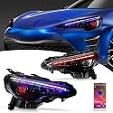 Archaic RGB Dämonenaugen Scheinwerfer kompatibel mit Toyota 86 GT86 /Subaru BRZ 2012–21/Scion FR-S 2012–16, Frontlichter mit Animation RGB DRL, Wabenlinse,Mit E-Prüfzeichen