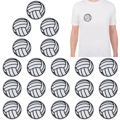 20 Pcs Volleyball Embroidered Patches Iron and Sew On