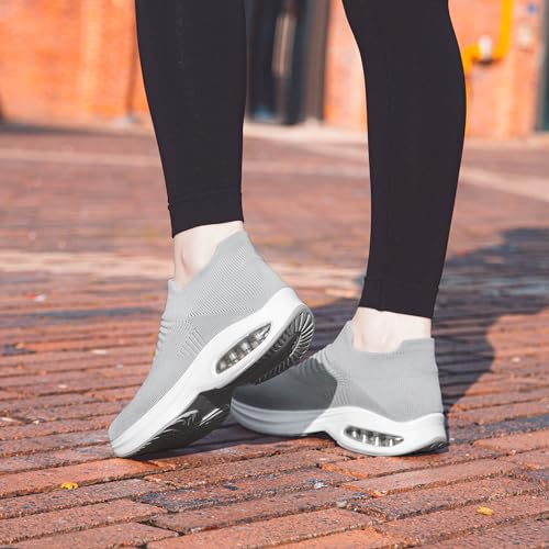 Image of DOUSSPRT Womens Walking Shoes Slip on Sock Sneakers Lady Girls Nurse Mesh Air Cushion Platform Loafers Fashion Casual