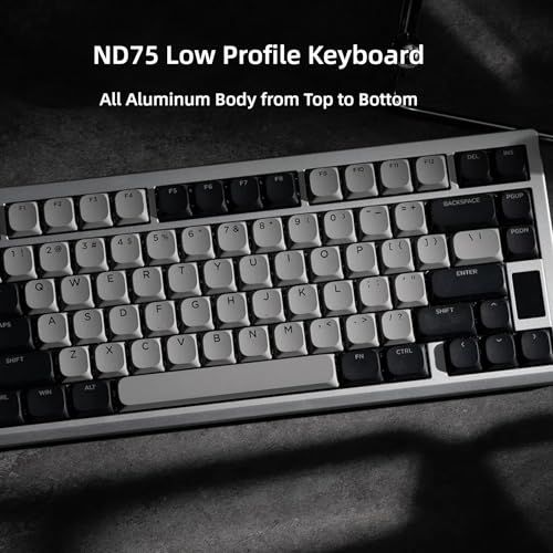 Image of OOCTPK Mechanical Keyboard, Chilkey ND75 LP Wireless Gaming Keyboard with LCD Screen, Bluetooth 5.3 /2.4G /USB-C, Hot Swappable Per-Key RGB Custom, Thin Front, Wrist Rest, Full-Aluminum, PC /Mac Support
