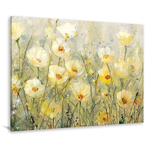 Canvas Wall Art Yellow Flower In Bloom Framed Prints Painting Modern Abstract Canvas Oil Painting Wall Art For Home Living Room Bedroom Decor Watercolor By Floral Print Ready To Hang 24X36Inch #TOP9