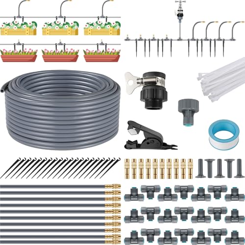 Bewässerungssystem, 20M Bewässerungsrohre Automatische Bewässerungssets, Quick-connect DIY Micro Drip System Bewässerung Kit, Misting System, für Garten Pflanzen, Landschaft, and Gewächshaus