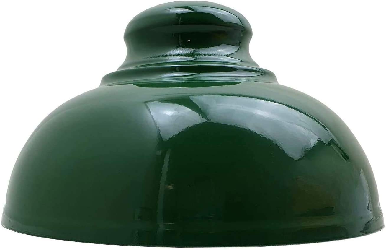 Ledsone Green Modern Retro Industrial Light Shade, Easy Fit 29Cm Lampshade, Curvy Shaped Metal Shade, Vintage Rustic Light Shade For Kitchen, Living Room (Green)