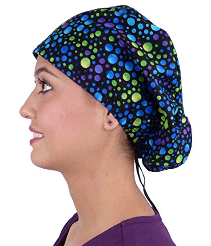 Image of Sparkling EARTH Riley Medical Scrub Caps with Flat Front and Roomy Back - Adjustable Cord Lock Closure