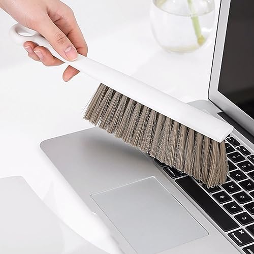 Mini conjunto de vassoura e pá de lixo, escova de limpeza de mesa de plástico com pá branca portátil