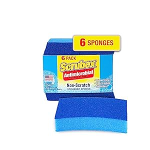 Scrubex Non-Scratch Odor Resistant Scrub Sponge, Multi-Purpose Sponge for Kitchen and Household, Safe for Non-Stick Cookware (6 sponges)