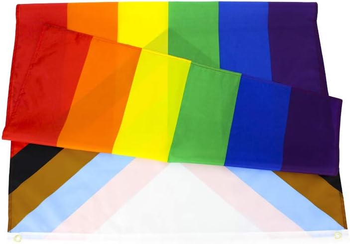 Flaglink Progress Pride Flag 3x5 Fts - LGBT Community Support Gay Pride Rainbow Banner