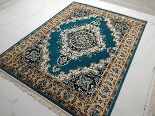 Image of Soft Traditional Washable Beautiful Acrylic Rugs for Home Decor Living Room 7x10 feet (210 x 300 CM) Super Blue