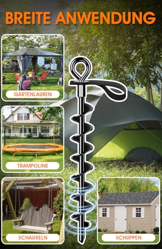 Schwerlast Bodenanker 4 Pack,Robust voll verschraubter Erdanker mit Gurten zur Befestigung von Trampolinen, Vordächern, Schaukeln usw