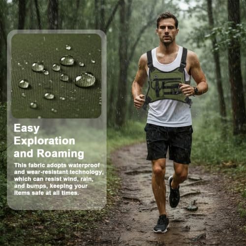 Image of GUSTAVE Chest Bag for Men Women Black Tactical Vest Bag Waterproof Multi-pockets Adjustable Rig Bag for Running, Cycling, Sports, Workouts, Outdoor
