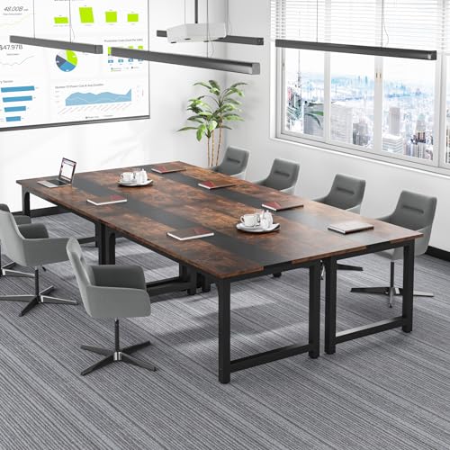 Image of Tribesigns 63 inch Executive Desk, Large Office Computer Desk with Thicken Frame, Modern Simple Workstation Business Furniture for Home Office, Vintage Brown /Black
