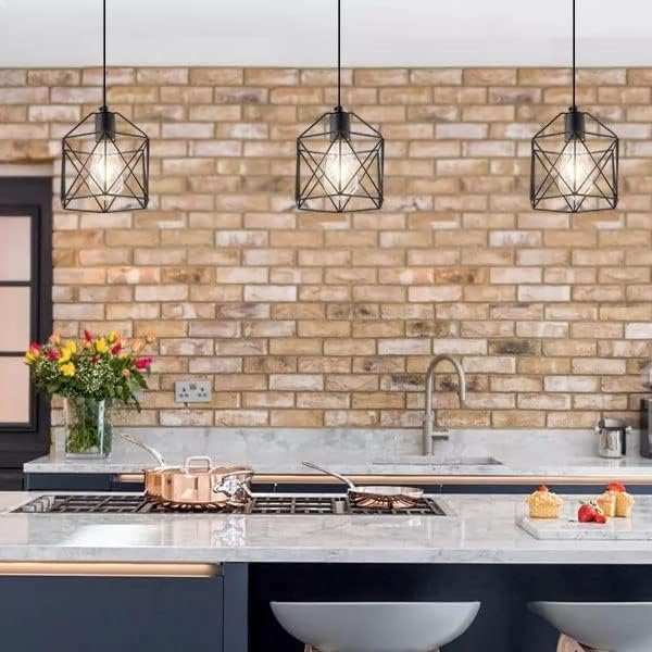 Miniatura 6 de Rustic Lighting - Lámpara colgante industrial vintage, lámpara de araña retro con techo moderno de metal negro para cocina, dormitorio, restaurante,