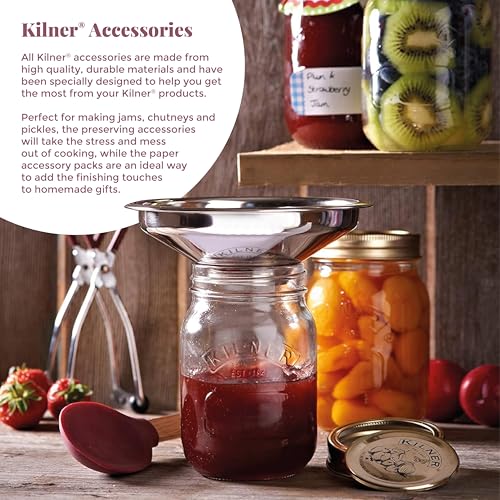 KILNER Edelstahl Trichter | H: 11,5 cm Ø 13 cm | Trichter Küche für Flaschen zum Befüllen | Trichter für Flaschen mit großer Öffnung & langem Hals | Spiegelbeschichtung | Spülmaschinengeeignet