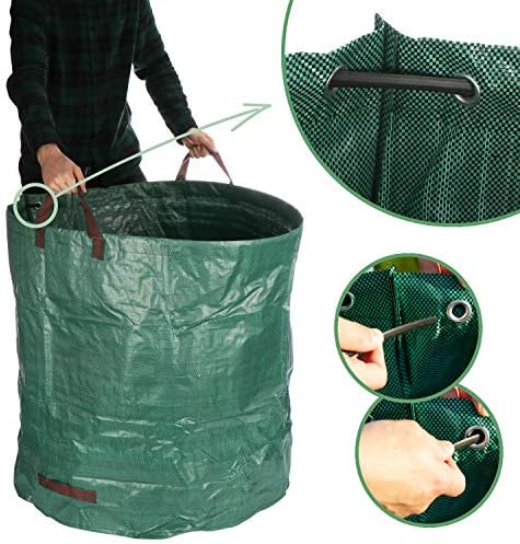 COM-FOUR® 2x Garden bag with carrying handles - Foldable garden waste bag XXL - Tearproof folding bin for leaves and green waste (500 l - 2 pieces)