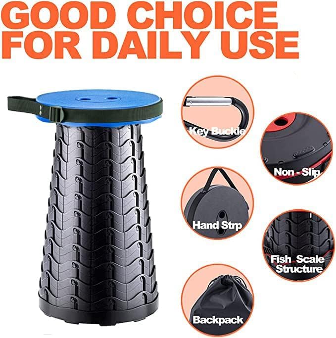 Yexati Upgraded Folding Stool with Load Capacity 400LB,Foldable Camping Stool Equipped with Soft Cushion/Durable Storage Bag and Carabiner, Portable Seat Ideal for Indoor and Outdoor Activity, Blue