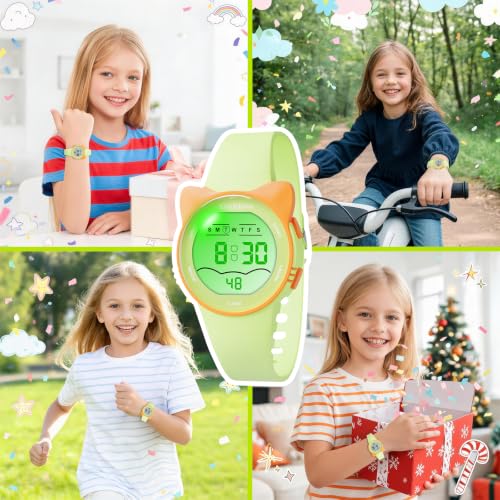 Image of Kids Digital Analog Watches for Girls Boys, 7 Color Lights Waterproof Cute Wristwatches for Kids with Alarm Stopwatch, Great Present for Girls Boys Ages 5-13
