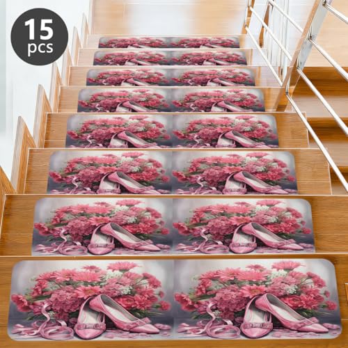 Protectores de escalera antideslizantes de 7.8 x 30" Mexpekil con margaritas para niños 3