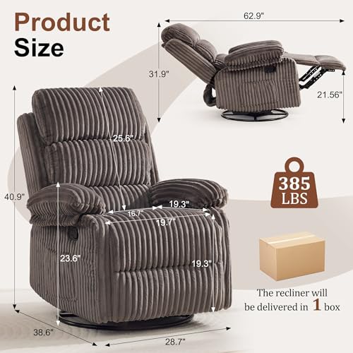 Image of Korser Rocking Recliner Chair, Nursery Rocker Chair for Adults, Small Recliners for Small Spaces, Swivel Rocker Recliner with Cushion, Upholstered Rocking Chairs for Living Room, Apartment