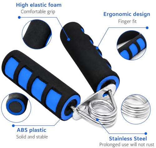 Image of Fitfix Hand Exerciser (V Shape) Hand Grip Strengthener with Foam Handle, Hand Gripper for Men & Women for Gym Workout Hand Exercise Equipment to Use in Home [pack of 1 ps] colour Blue