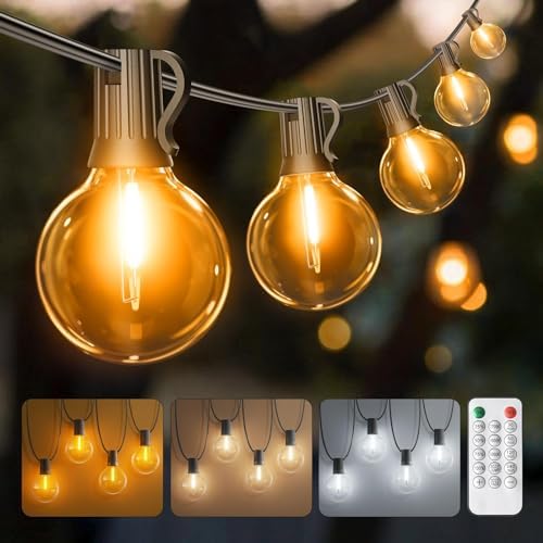 Ehaho 55FT/17M Dimmable Festoon Lights, Warm Neutral Cool White Outdoor