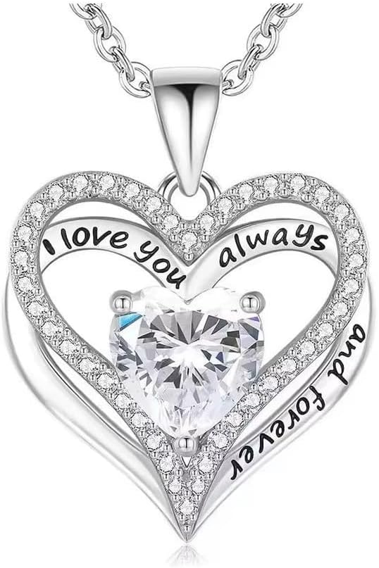 Forever Love Necklace Birthday Gifts for Women Wife Girlfriend Mom Daughter Gifts S925 Sterling Silver Jewelry For Anniversary Rose Gold Gift For Christmas Mothers Valentines Day