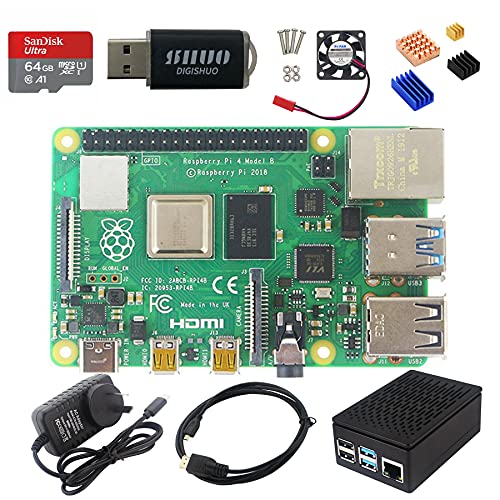 DIGISHUO Raspberry Pi 4B Model B 2/4/8GB RAM DIY Kit Case Fan SD Card Micro-SD HDMI (4G Module 8 in 1 Kit)