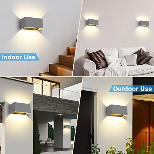 Miniatura 5 de Kingwen 20w Aplique De Pared Exterior 3000k 4 Piezas Lampara De Pared Exterior Led Rectangular Luz Exterior Gris Aplique Interior Ángulo De Haz Regulable Lampara Ip65.