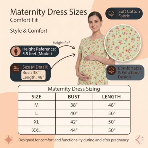 Image of Zero Clothing Feeding Dress for New Moms Casual Loungewear Ankle Length | Cotton Maternity Nighty | Zipless Feeding Dresses for Women | Pregnancy & Nursing Wear
