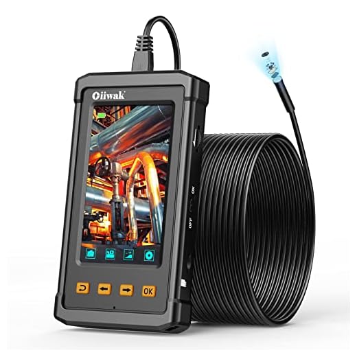 Oiiwak 50FT Sewer Camera, Upgraded 1080P Borescope Inspection Camera with 4.3" IPS Screen, IP67 Waterproof Industrial Plumbing Endoscope Drain Pipe Snake Camera with Light, Semi-Rigid Cable(50Ft/15M)