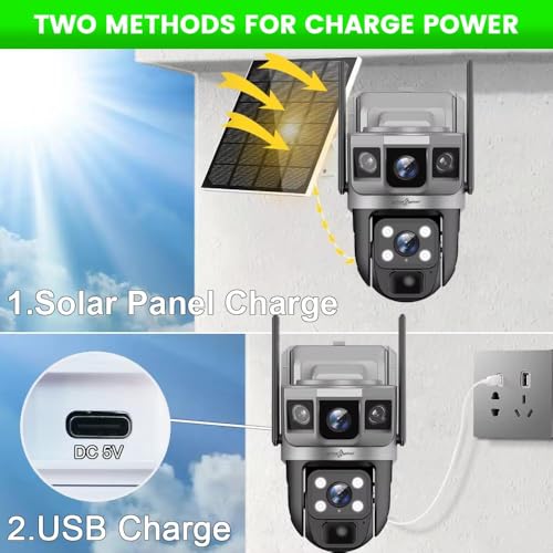 Image of Active Pixel 4G Dual Camera 4mp+4mp Lens Solar Powered | 4G SIM | IP66 Waterproof | 2-Way Audio | Outdoor Surveillance for Agriculture,Construction Site,Farm,Garden etc (Solar 4G Dual Cam)