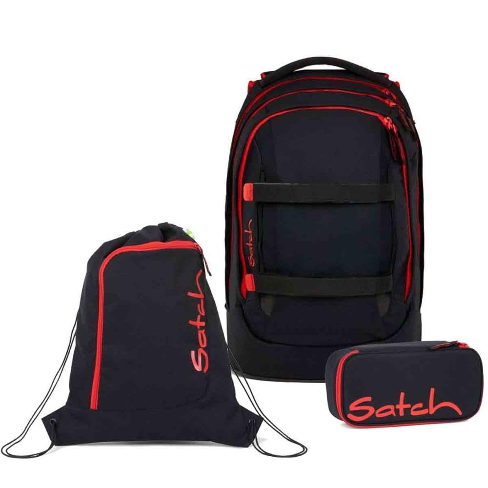 Satch Set Zaino Fire Phantom Articoli Scolastici Unisex Poliestere Riciclato Nero/Rosso