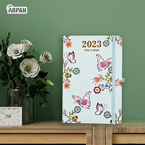 Diary 2023 Day a Page A5 Personal Organizer Diary Soft Padded Cover with Full Page of Saturday & Sunday by Arpan (Light Blue)