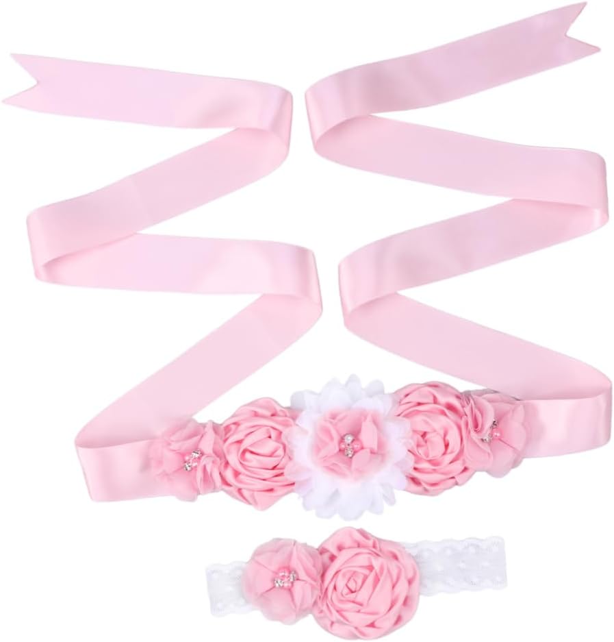 VALICLUD Girl Sash Belt Bride Sash Girl Sash Ribbon Wedding Sash Ribbon Girl Sash Rhinestone Pink
