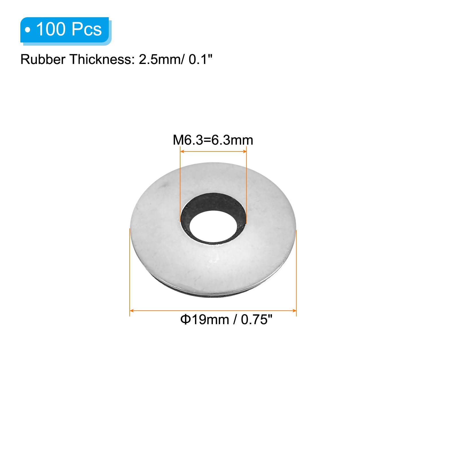 PATIKIL 1/4"x3/4" EPDM Bonded Sealing Washers - Image 2