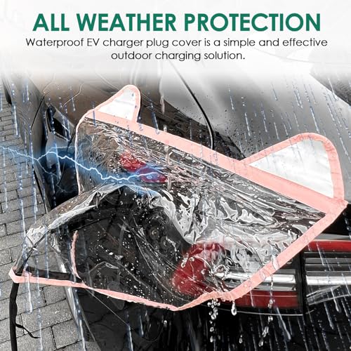 Image of Charger Rainproof Cover Compatible with Tesla Model Y 3 X S Cybertruck Charging Port Outdoor Cover Exterior Accessories All Weather Protection Decal Rain Snow Sun Covers with Magnetic (Pink)