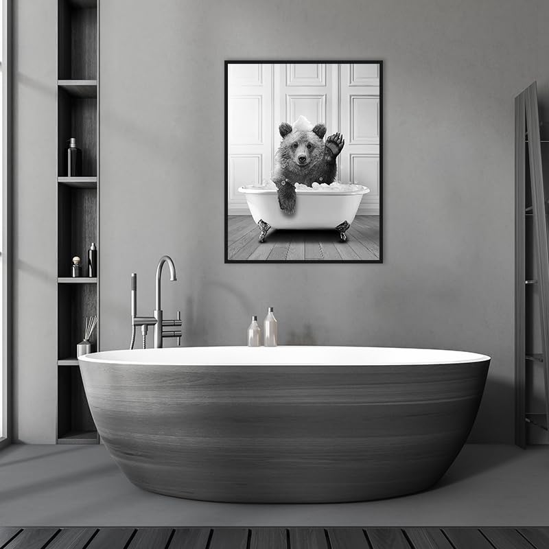 QPLGTU Bathroom Home Background Wall Decoration Poster, Black and White Highland Cow Decoration Photo Wallpaper - Image 4