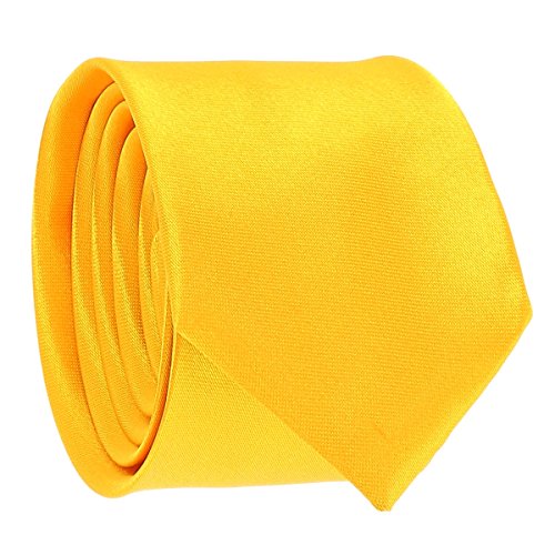 Cravate Fine Jaune orange - Cravate Homme Coupe Slim Moderne - 5cm à la Pointe - Couleur Unie - Accessoire Chemise pour Mariage, Cérémonie