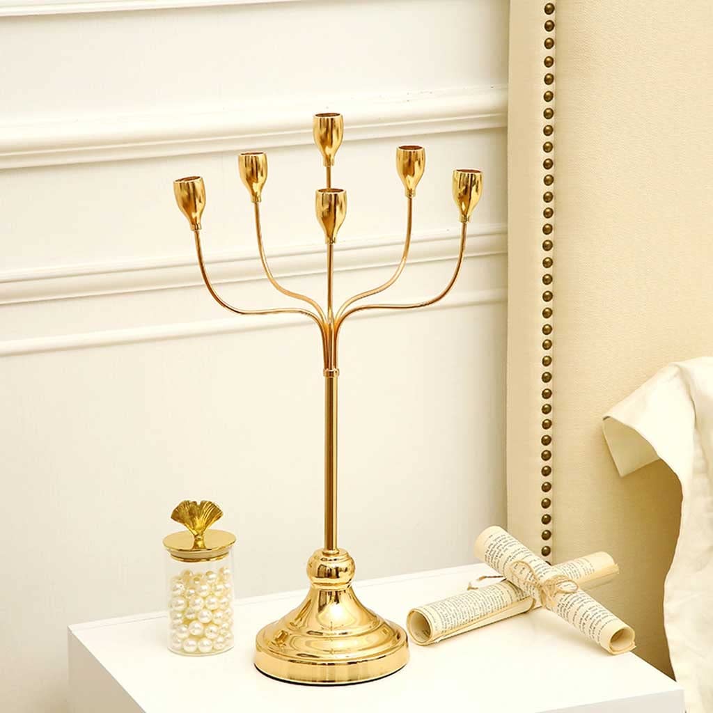Set Di 6 Portacandele Conici In Oro – Altezze Diverse – In Acciaio Inox – Eleganti Per Centrotavola