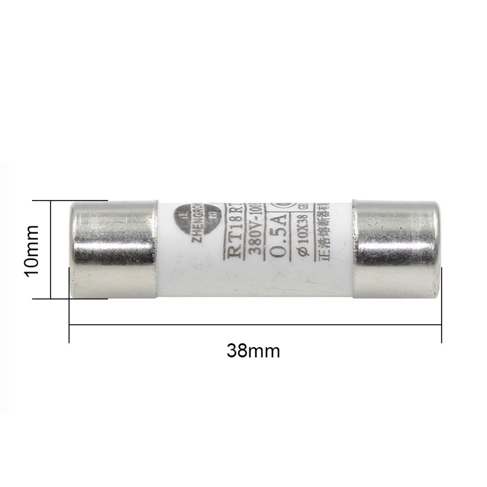 100 sztuk 10 x 38 zwinnych bezpieczników ceramicznych x mm bezpiecznik 380 V 500 0,5 A 1A 2A 3A 4A 5A 6A 8A 10A 16A 20A 25A 32A 40A RO15 RT18 RT14(25A)