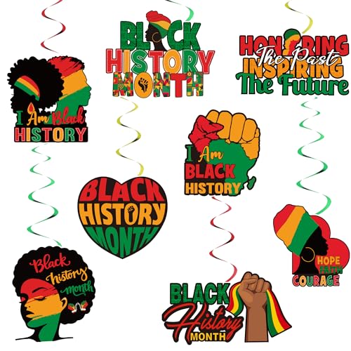 Black History Month Hanging Swirls Party Decoration African American Hanging Decoration Supplies Cardstock Foil Black History Month Decorations for Ceiling