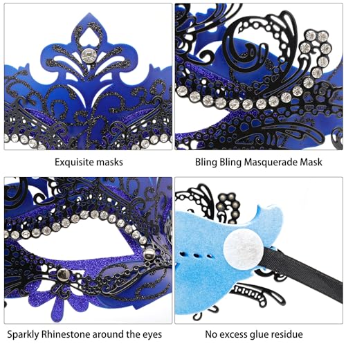 Image of Coddsmz Couple Masquerade Mask Set - Venetian & Mardi Gras Mask for Women & Men