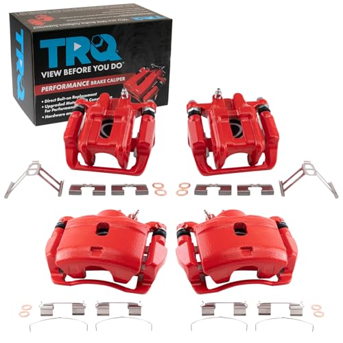 Image of TRQ Performance Front and Rear Brake Caliper Set Caliper Brackets Hardware Compatible with 03-11 Honda Element