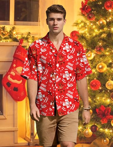 Image of Yoimira Hawaiian Shirts for Men, Print Mens Casual Short Sleeve Button Down Shirts Floral Aloha Beach Shirt