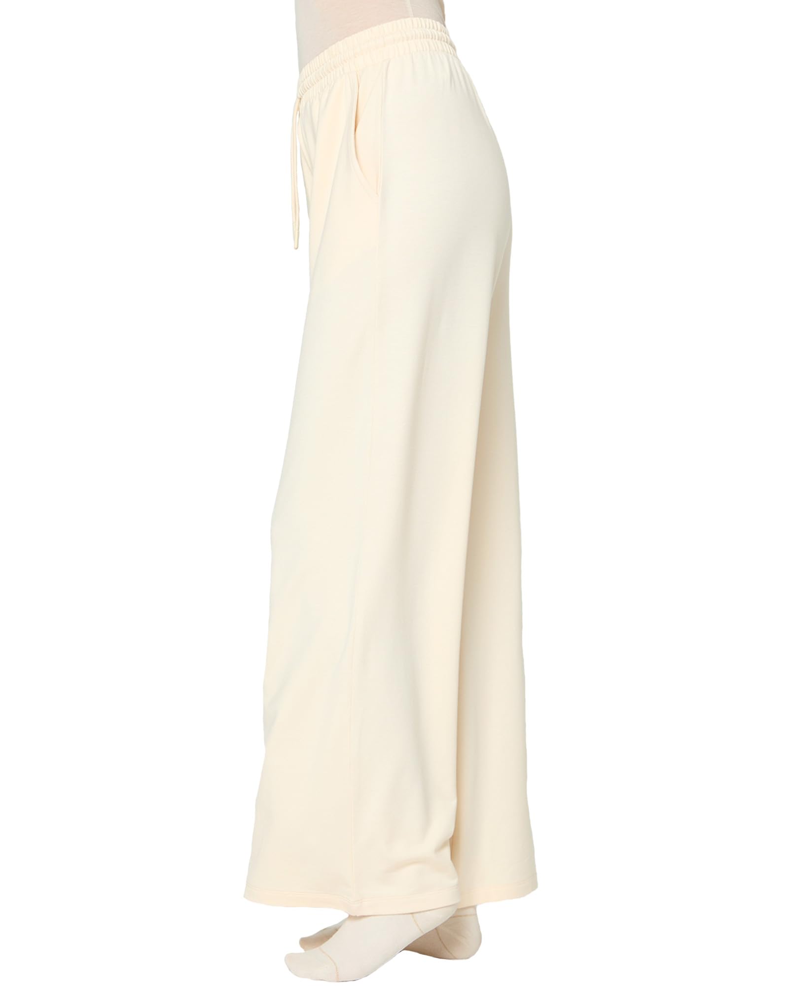 Nur Die Wide Pants mit weitem Bein Beinschnitt lockere Passform Kordelzug Verstellbarer breiter Bund weich Weite Hose High Waist Freizeithose Damen