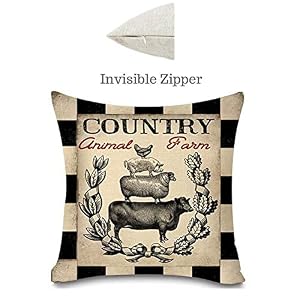 Rustic Farmhouse Pillow Covers Farm Animal Throw Pillow Case Buffalo Plaid Sheep Chicken Pig Cow Country Cushion Cover for Couch Sofa Cotton Linen 18x18 Set of 4 Rustic Farmhouse Pillow Covers Farm Animal Throw Pillow Case Buffalo Plaid Sheep Chicken Pig Cow Country Cushion Cover for Couch Sofa Cotton Linen 18×18 Set of 4