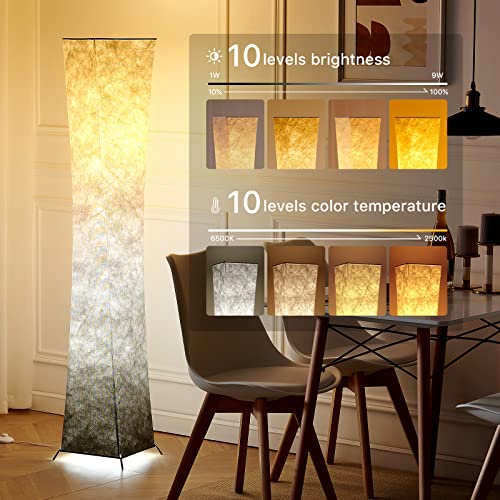 Chiphy Floor Lamp, 61"(L) Tall Lamp With Remote Control, Dimmable 10 Levels Color Temperature, 12W/2 Led Bulbs 2400 Lumens, Brown Fabric Lampshade, Home Decor For Living Room, Bedroom, Kids Room #TOP1
