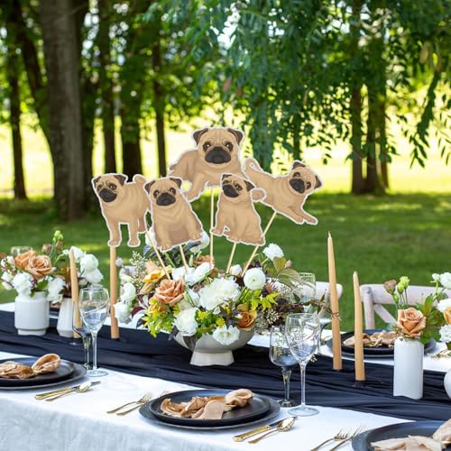 Image of Dog Centerpiece Sticks,Puppy Table Toppers,Puppy Pet Theme Baby Shower Birthday Party Decorations,Pug Adoption Pet Birthday Party Decoration Supplies. Set of 15