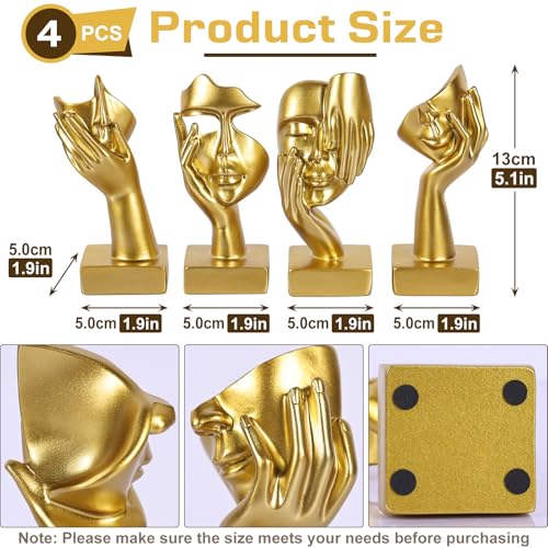 Set de 4 Figuras Abstractas Doradas Thinker Decoración Hogar miniatura 3