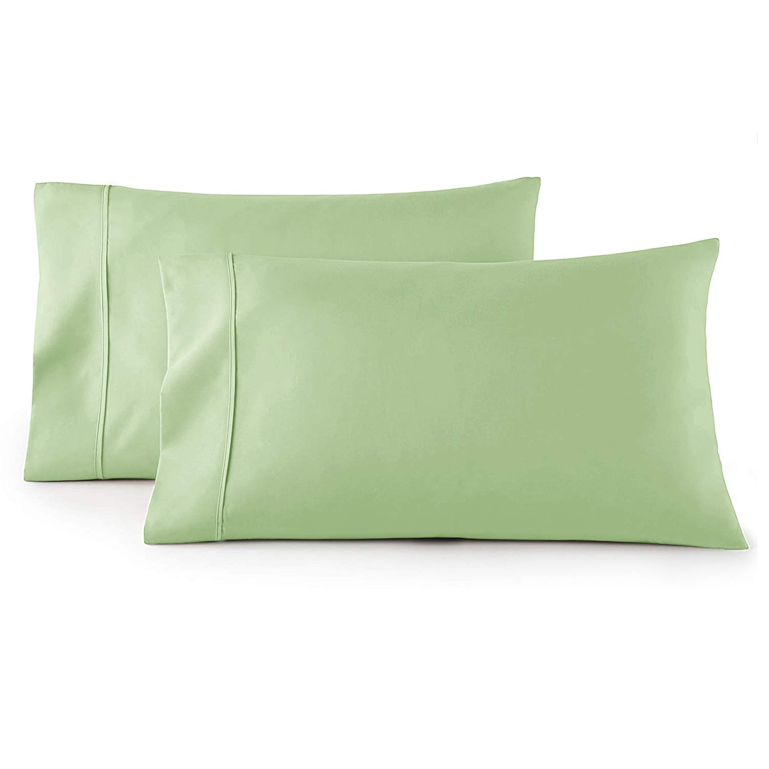 ZECOTT 400 Thread Count 100% Cotton Celdon Green Standard Pillowcase Size Sateen Weave Standard Pillowcase Set Highly Breathable, Easy Care, Premium Soft Silky,Oeko Tex Certified